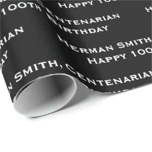 All-over Print Repeating Your Text - White/Black Wrapping Paper