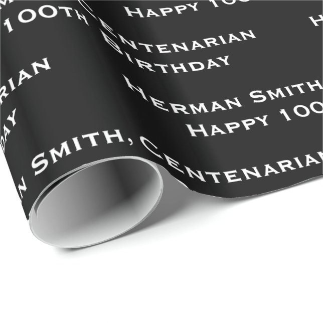 All-over Print Repeating Your Text - White/Black Wrapping Paper (Roll Corner)