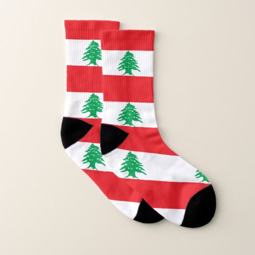 All Over Print Socks with Flag of Lebanon
