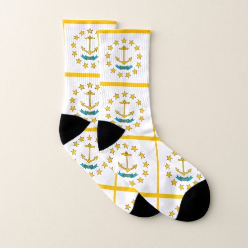 All Over Print Socks with Flag of Rhode Island