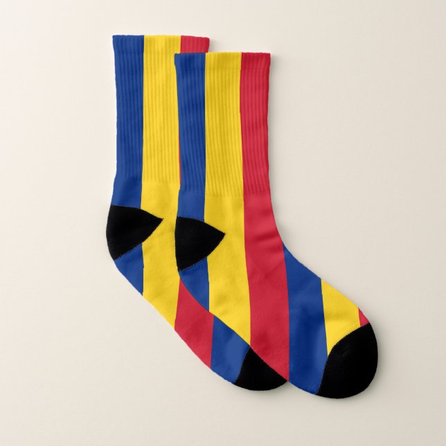 All Over Print Socks with Flag of Romania (Pair)