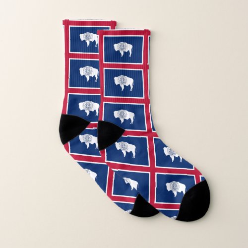 All Over Print Socks with Flag of Wyoming