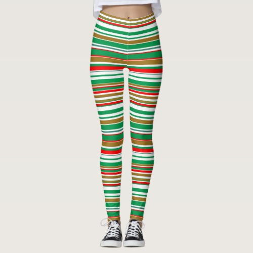  All_over print Striped Christmas Holiday Leggings