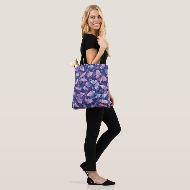 All-Over-Print Tote bag, butterfly pattern (On Model)
