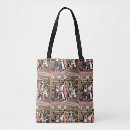 All Over Print Tote Bag Funny Cats Exercising