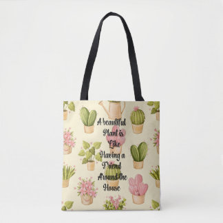 All-Over-Print Tote Bag, Medium With Garden Quote