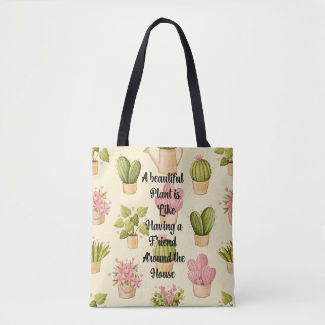 All-Over-Print Tote Bag, Medium With Garden Quote (Front)