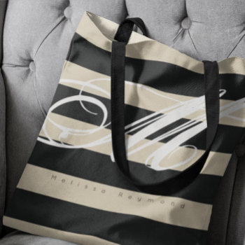 All-over-print Tote Bag With Large Black Stripes by mixedworld at Zazzle