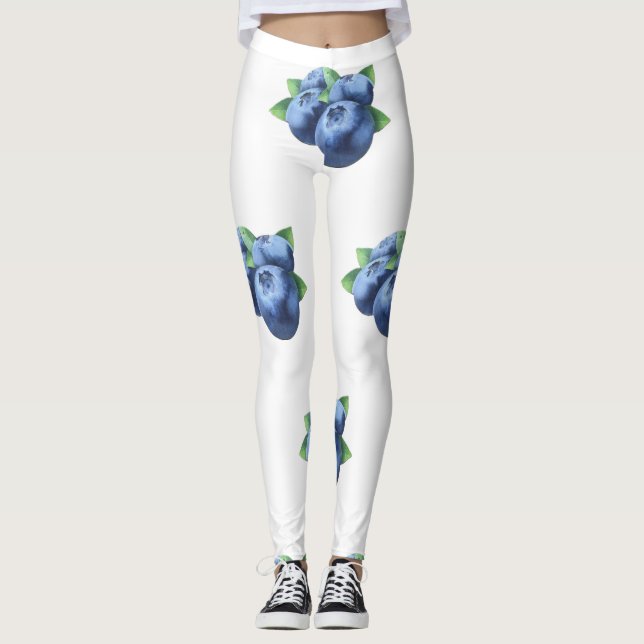ALL OVER PRINT WILD BLUE BERRY LEGGINGS (Front)