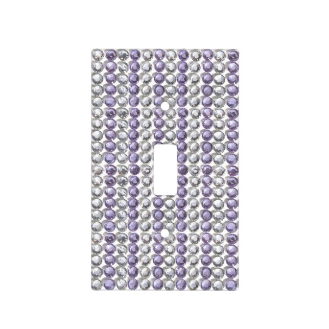 All Over Purple Mauve Rhinestones Bling Light Switch Cover (Front)