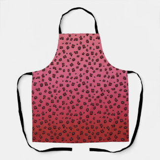 All-Over Red and Black Leppard Print Apron