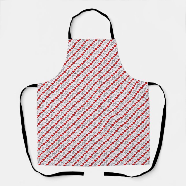 All-Over Red And White Hearts Kitchen Apron (Front)