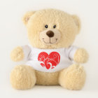 All over red heart print teddy bear.