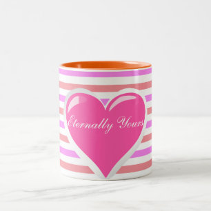 All over strip heart print Two-Tone coffee mug