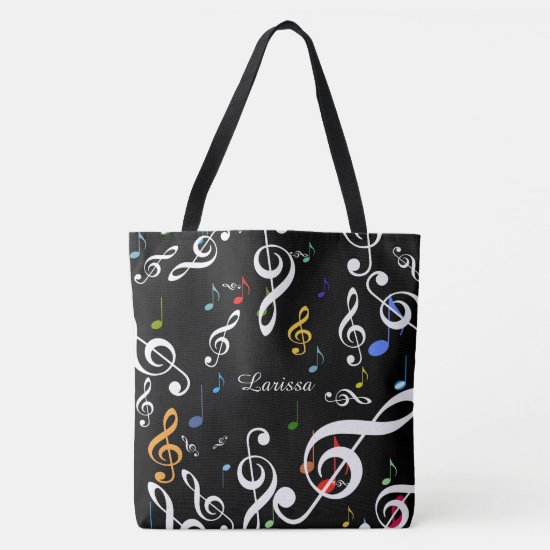 all_over tote bag of musical notes with name