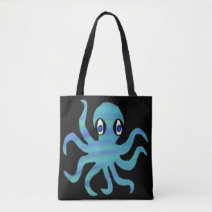 All-Over Tote - Blue Green Octopus (black) Bag