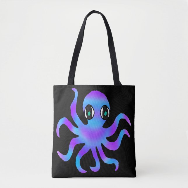 All-Over Tote - Blue Violet Octopus (black) Bag (Front)