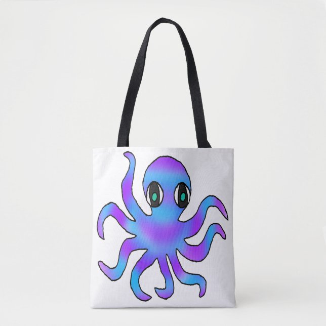 All-Over Tote - Blue Violet Octopus (white) Bag (Front)