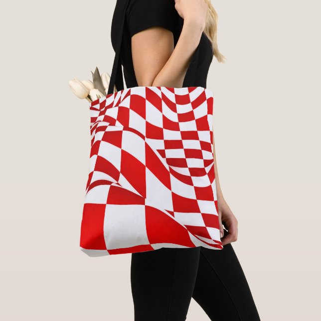 All-Over Tote - Modified Red Checkered Flag Bag (Close Up)