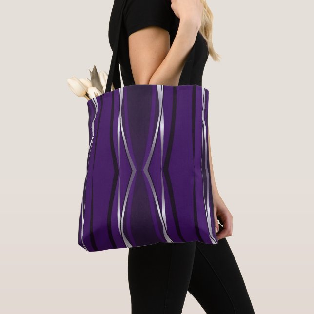 All-Over Tote - Purple Silver Retro (Close Up)