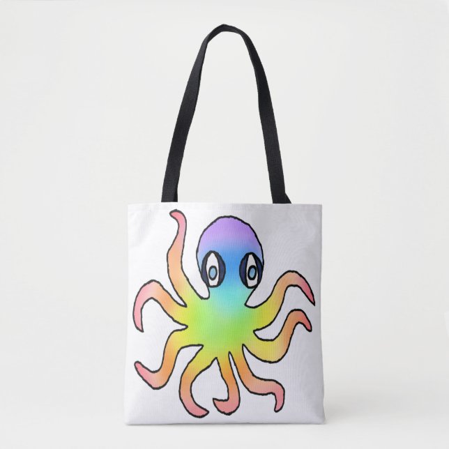 All-Over Tote - Rainbow Octopus (white) Bag (Front)