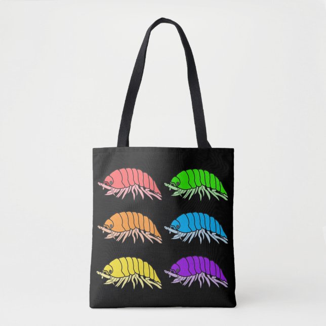All-Over Tote - Rainbow Pill Bugs (black) (Front)