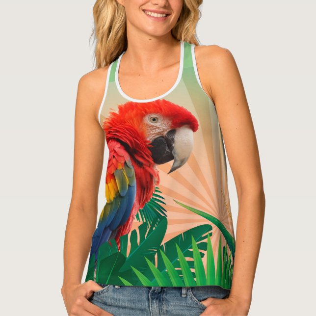All Over Tropical Parrot Photography Print Tank Top (Front)