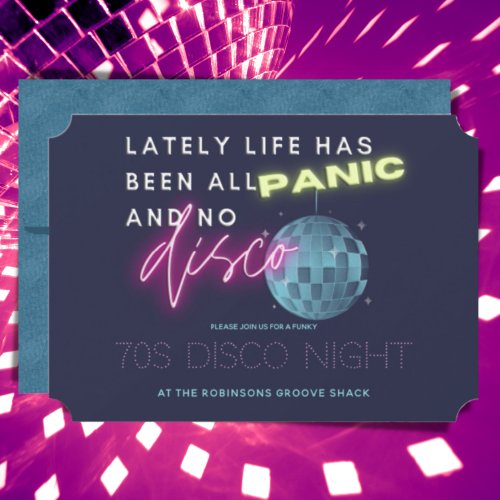 All Panic No Disco 70s Party Ticket Invitation