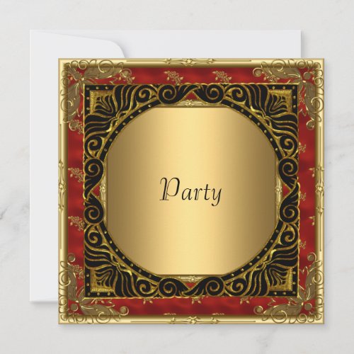 All Parties Gold Black Red retro Invitation