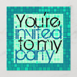 All Party Invitation Green Mosaic