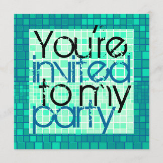 All Party Invitation Green Mosaic
