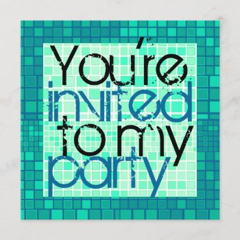 All Party Invitation Green Mosaic by pixibition at Zazzle