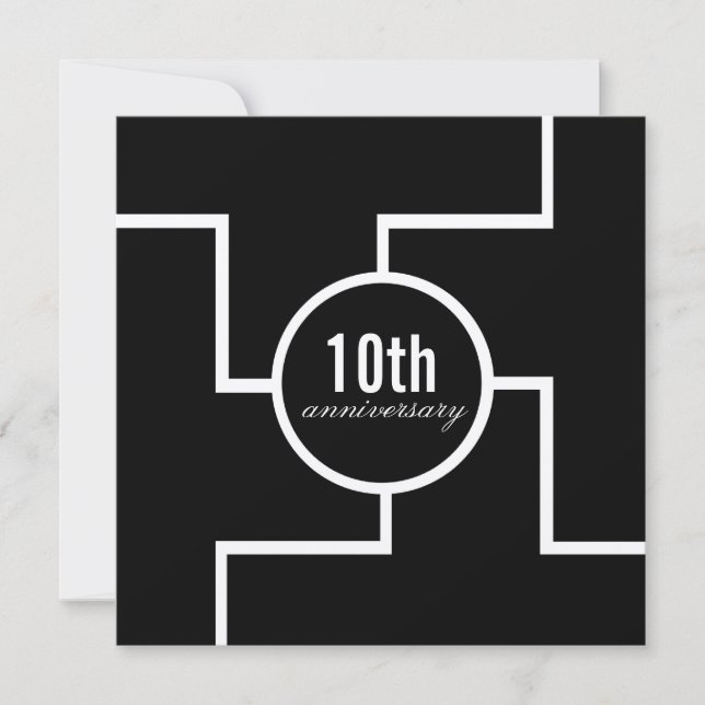 All Paths Anniversary Party Invite, Black & White Invitation (Front)