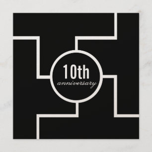 All Paths Anniversary Party Invite, Black & White Invitation