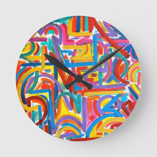 All Paths Go There - Abstract Art Hand Painted Round Clock (Front)