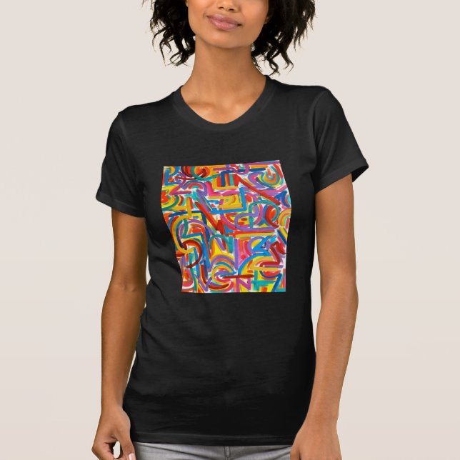 All Paths Go There - Abstract Art Hand Painted T-Shirt (Front)