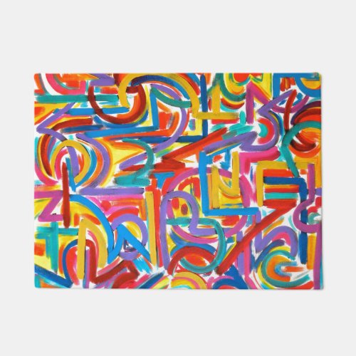 All Paths Go There_Abstract Art Handpainted Doormat