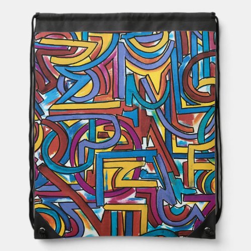 All Paths Go There-Hand Painted Abstract Art Drawstring Bag