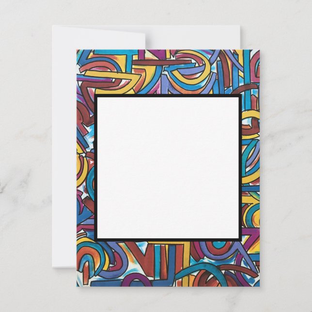 All Paths Go There-Hand Painted Abstract Art Note Card (Front)