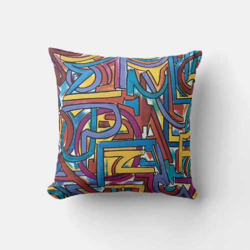 All Paths Go There_Hand Painted Abstract Art Throw Pillow