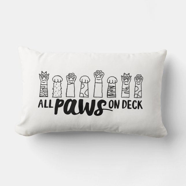 All Paws on Deck-Vert Famous Dog Quotes Foster Dog Lumbar Pillow (Front)
