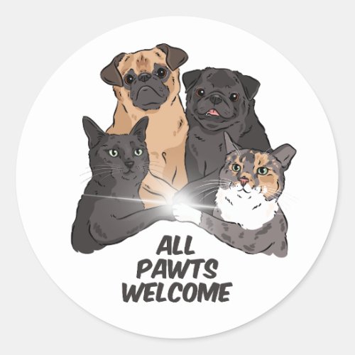 All Pawts Welcome Classic Round Stickers