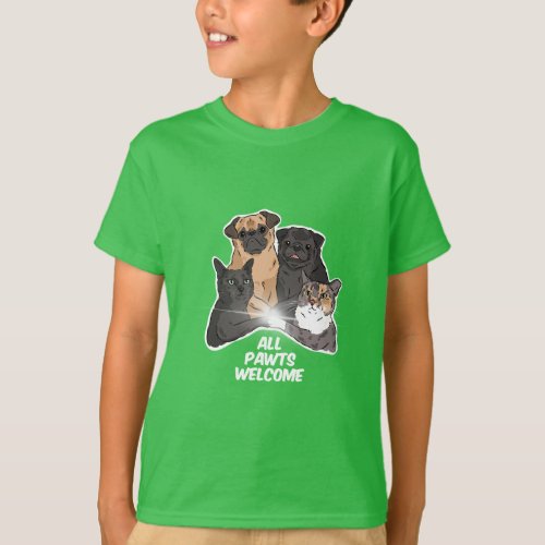 All Pawts Welcome Kids Basic T_Shirt