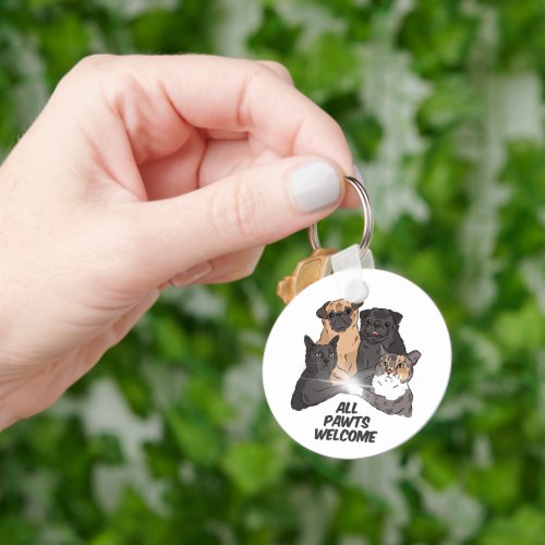 All Pawts Welcome Metal Circle Keychain 2 Keychain