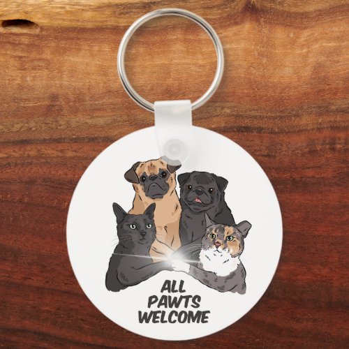 All Pawts Welcome Metal Circle Keychain 2 Keychain