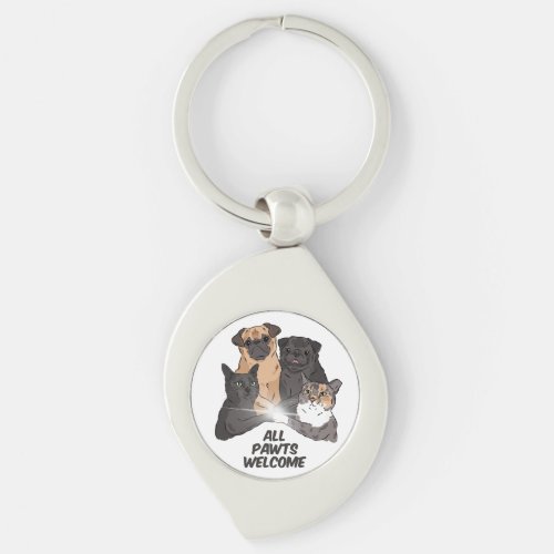 All Pawts Welcome Swirl Metal Keychain