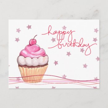 All Pink And Sparkly Birthday Fanfare Postcard by Siberianmom at Zazzle