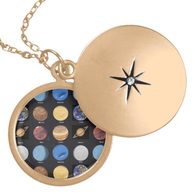 All Planets Science Photos With Names Locket Necklace (Front)