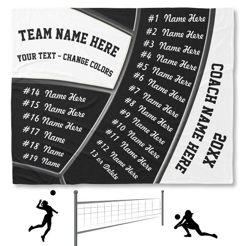 ALL Players Black White Volleyball Coach Gifts Fleece Blanket