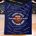 All Players Coach Names On Basketball Coach Gifts Fleece Blanket at Zazzle